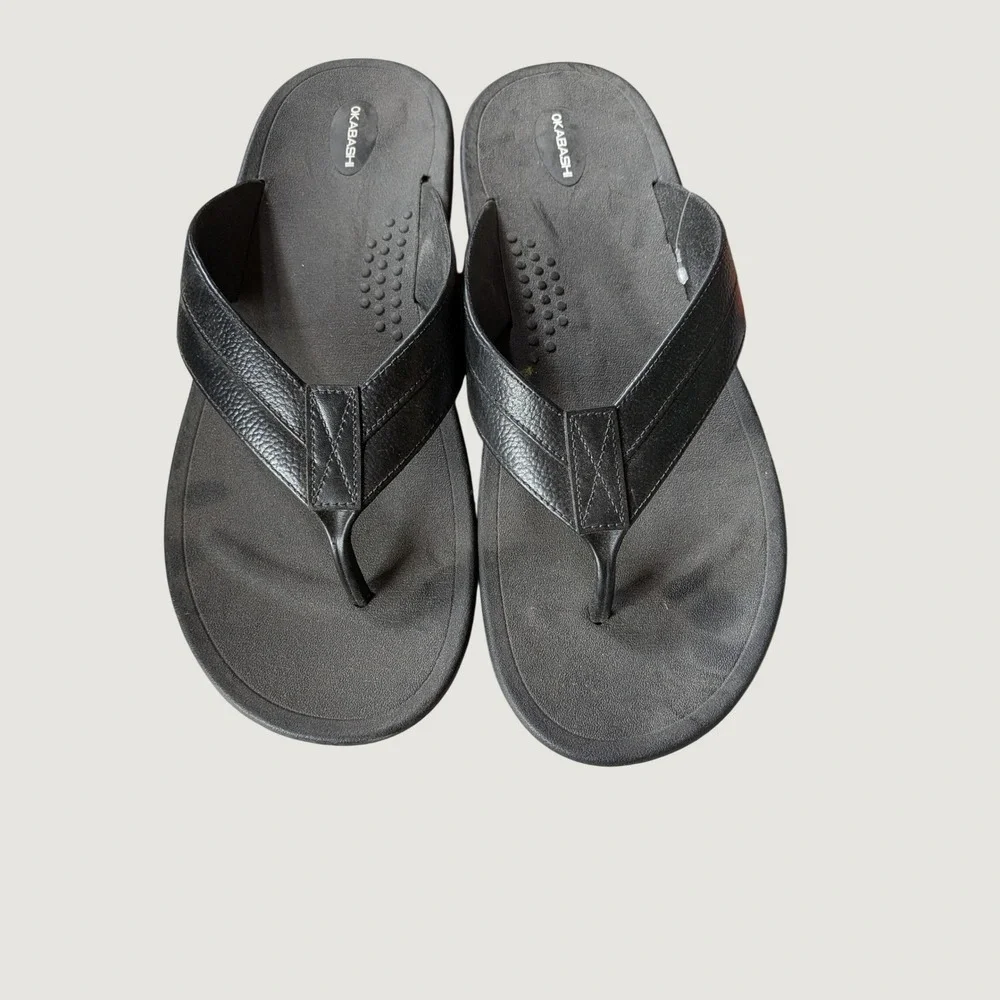 Okabashi Shoreline Mens Black Flip Flop Sandals Comfort Arch Support Size 13 USA
